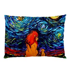 Lion Art Starry Night Van Gogh Pillow Case by Sarkoni