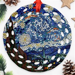 Mosaic Art Vincent Van Gogh s Starry Night Round Filigree Ornament (two Sides) by Sarkoni