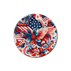 America Pattern Rubber Coaster (round) by Valentinaart