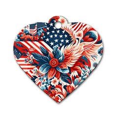 America Pattern Dog Tag Heart (two Sides) by Valentinaart