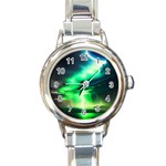 Lake Storm Neon Round Italian Charm Watch Front