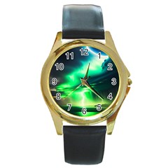 Lake Storm Neon Round Gold Metal Watch by Bangk1t