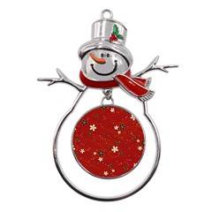 Flower Washi Floral Background Metal Snowman Ornament by Ravend