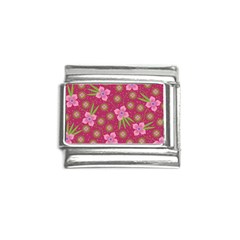 Flower Background Pattern Pink Italian Charm (9mm)