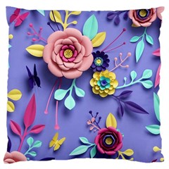 3d Flowers Pattern Flora Background Standard Premium Plush Fleece Cushion Case (one Side)