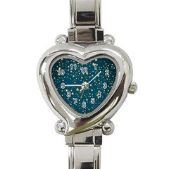 Star Golden Pattern Christmas Design White Gold Heart Italian Charm Watch