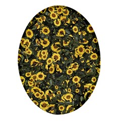 Sunflowers Yellow Flowers Flowers Digital Drawing Oval Glass Fridge Magnet (4 Pack) by Ravend