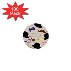 Moustache-hat-bowler-bowler-hat 1  Mini Buttons (100 Pack)  by Ravend