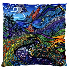 Multicolored Abstract Painting Artwork Psychedelic Colorful Standard Premium Plush Fleece Cushion Case (one Side) by Bedest