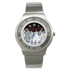 Abstract Painting Cold Temperature Snow Nature Stainless Steel Watch by Grandong