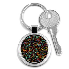 Multicolored Doodle Abstract Colorful Multi Colored Key Chain (round)