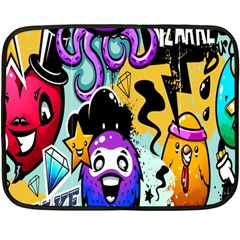 Cartoon Graffiti, Art, Black, Colorful, Wallpaper Two Sides Fleece Blanket (mini) by nateshop