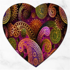 Paisley Pattern, Abstract Colorful, Texture Background, Hd Jigsaw Puzzle (heart) by nateshop