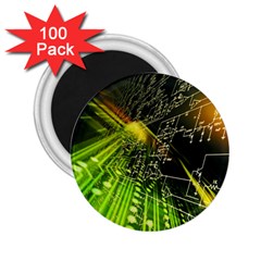 Machine Technology Circuit Electronic Computer Technics Detail Psychedelic Abstract Pattern 2 25  Magnets (100 Pack)  by Sarkoni