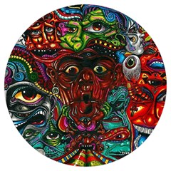 Somewhere Near Oblivion Nightmares Acid Colors Psychedelic Round Trivet by Sarkoni