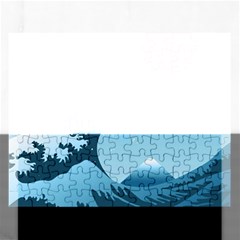 Minimalism Great Wave Off Kanagawa Rectangular Jigsaw Puzzl by Sarkoni