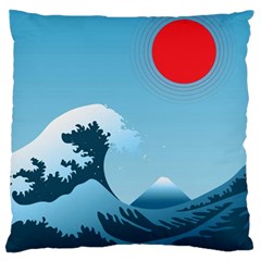 Minimalism Great Wave Off Kanagawa Standard Premium Plush Fleece Cushion Case (one Side)