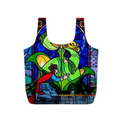 Beauty And The Beast Stained Glass Rose Full Print Recycle Bag (s) by Sarkoni