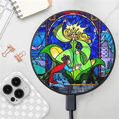 Beauty And The Beast Stained Glass Rose Wireless Fast Charger(black) by Sarkoni