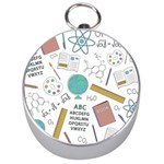 School Subjects And Objects Vector Illustration Seamless Pattern Silver Compasses Front