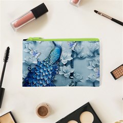 Chinese Style 3d Embossed Blue Peacock Oil Painting Cosmetic Bag (xs) by Grandong