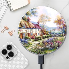 Colorful Cottage River Colorful House Landscape Garden Beautiful Painting Wireless Fast Charger(white) by Grandong