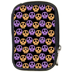 Halloween Skull Pattern Compact Camera Leather Case by Ndabl3x