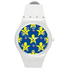 Blue Yellow October 31 Halloween Round Plastic Sport Watch (m) by Ndabl3x