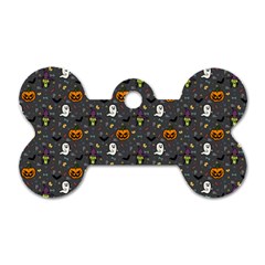 Halloween Bat Pattern Dog Tag Bone (two Sides) by Ndabl3x