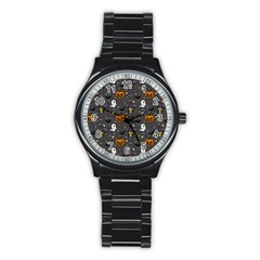 Halloween Bat Pattern Stainless Steel Round Watch by Ndabl3x