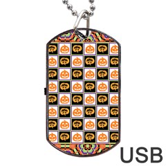 Chess Halloween Pattern Dog Tag Usb Flash (two Sides) by Ndabl3x