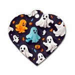 Ghost Pumpkin Scary Dog Tag Heart (One Side) Front