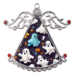 Ghost Pumpkin Scary Metal Angel With Crystal Ornament by Ndabl3x