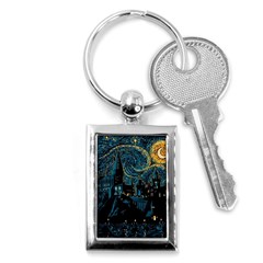 Hogwarts Starry Night Van Gogh Key Chain (rectangle) by Sarkoni