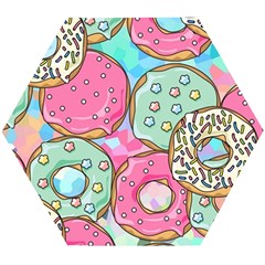 Donut Pattern Texture Colorful Sweet Wooden Puzzle Hexagon by Grandong