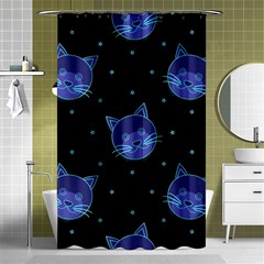 Vector Illustration Of Cat Animal Face Pattern Shower Curtain 48  X 72  (small)  by Ndabl3x