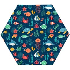 Fish Sea Animals Pattern Wooden Puzzle Hexagon by Ndabl3x