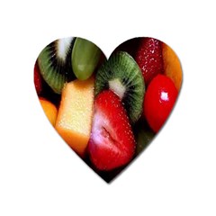 Fruits, Food, Green, Red, Strawberry, Yellow Heart Magnet by nateshop