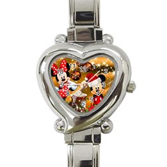 Cartoons, Disney, Merry Christmas, Minnie Heart Italian Charm Watch