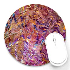 Ochre On Fuchsia Blend Round Mousepad by kaleidomarblingart