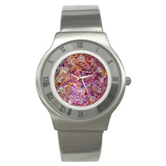 Ochre On Fuchsia Blend Stainless Steel Watch