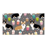 Welsh Corgi Dog Boba Tea Bubble Kawaii Satin Wrap 35  x 70  Front