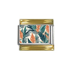 Colorful Tropical Leaf Gold Trim Italian Charm (9mm) by Jack14