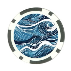 Abstract Blue Ocean Wave Poker Chip Card Guard (10 Pack) by Jack14