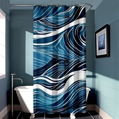 Abstract Blue Ocean Wave Shower Curtain 36  X 72  (stall)  by Jack14