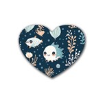 Fish pattern Rubber Heart Coaster (4 pack) Front