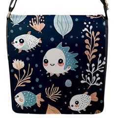 Fish Pattern Flap Closure Messenger Bag (s) by Valentinaart