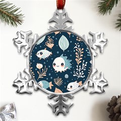 Fish Pattern Metal Small Snowflake Ornament by Valentinaart