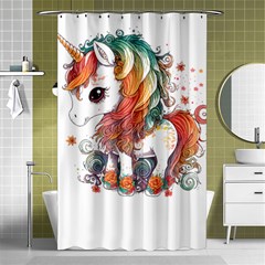 Baby Unicorn T- Shirt Colourful Bay Unicorn T- Shirt Yoga Reflexion Pose T- Shirtyoga Reflexion Pose T- Shirt Shower Curtain 48  X 72  (small)  by hizuto