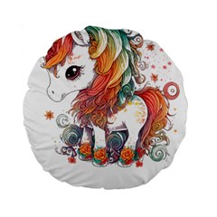 Baby Unicorn T- Shirt Colourful Bay Unicorn T- Shirt Yoga Reflexion Pose T- Shirtyoga Reflexion Pose T- Shirt Standard 15  Premium Round Cushions by hizuto